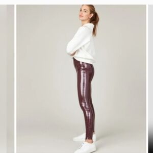 SPANX Glossy Burgundy Leggings